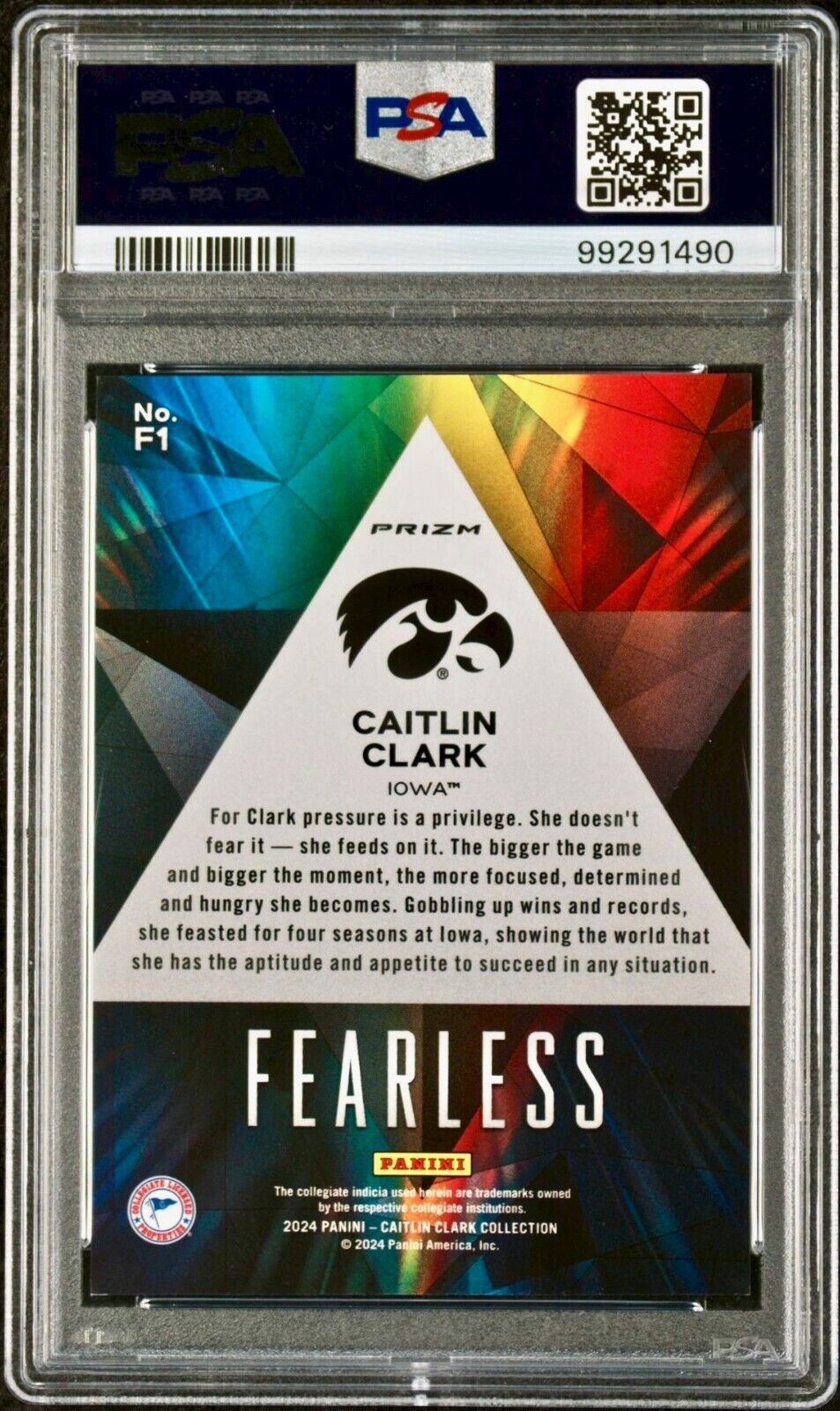 Caitlin Clark 2024 Panini Prizm Fearless #F1 Basketball Card PSA 9 Mint