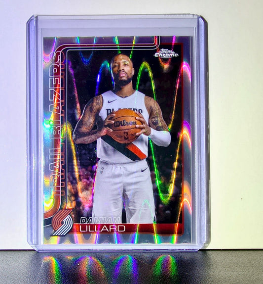 Damian Lillard 2025-26 NBA Topps Chrome Update RayWave Refractor #46 Card