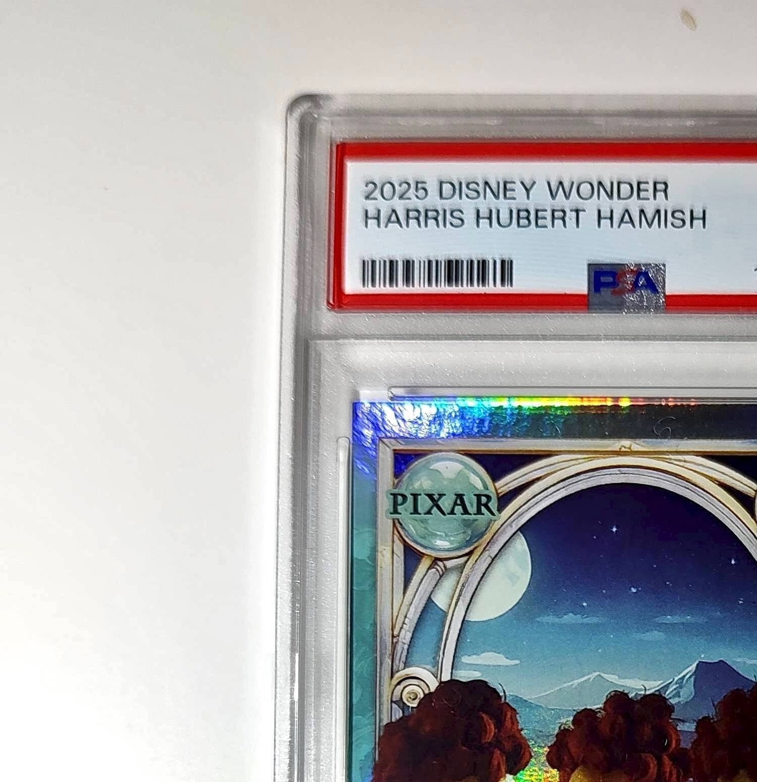 Harris, Hubert, and Hamish 2025 Topps Disney #147 Diamond Card Brave PSA 8