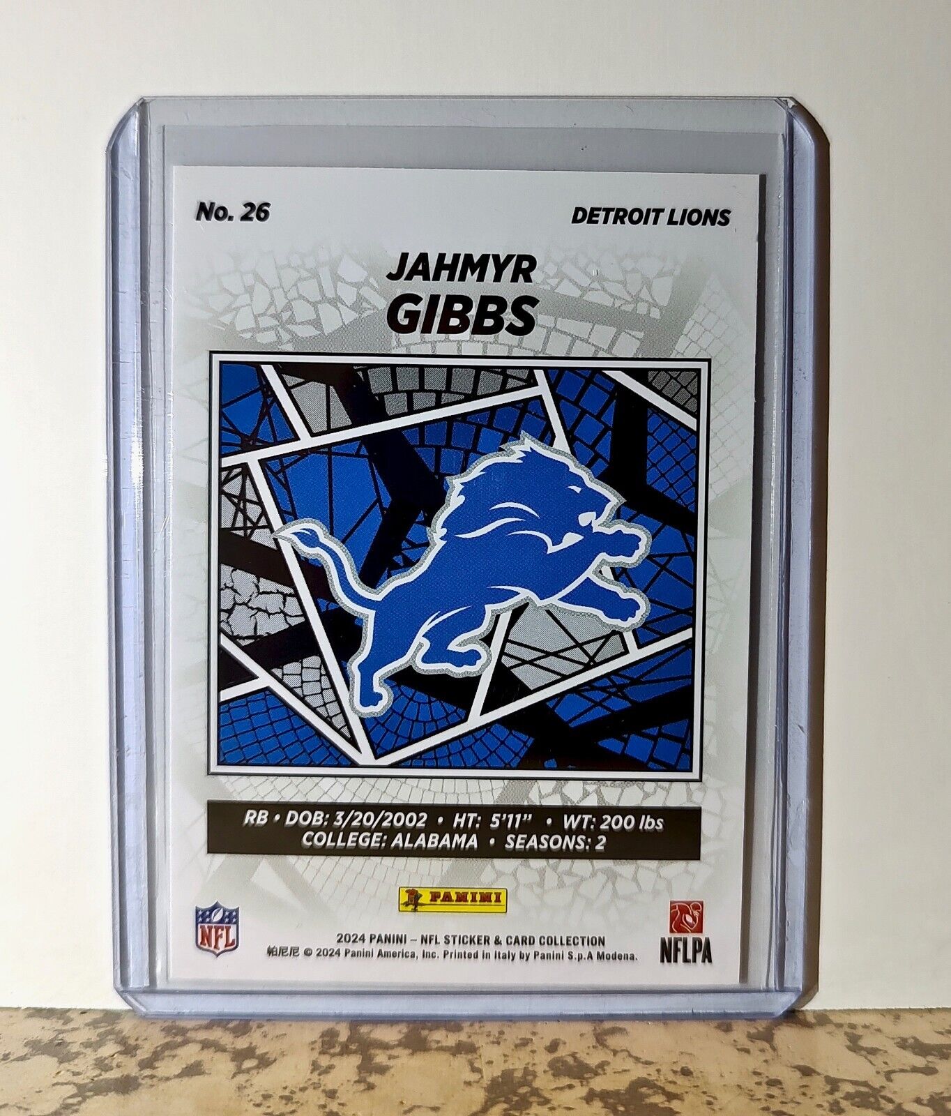 Jahmyr Gibbs 2024 Panini NFL #26 Sticker Card Detroit Lions