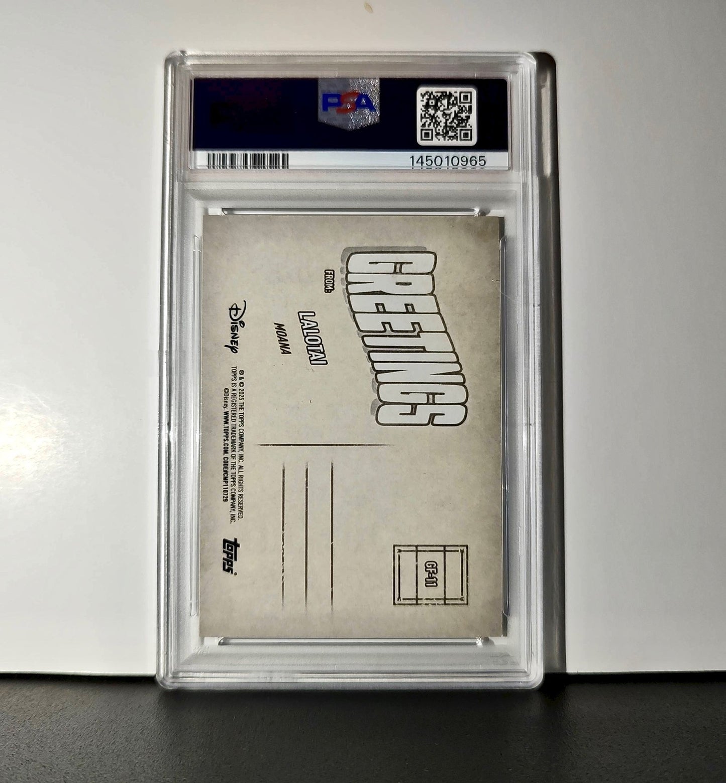 Lalotai 2025 Topps Disney Wonder #GF-11 Greetings From Card Moana PSA 8