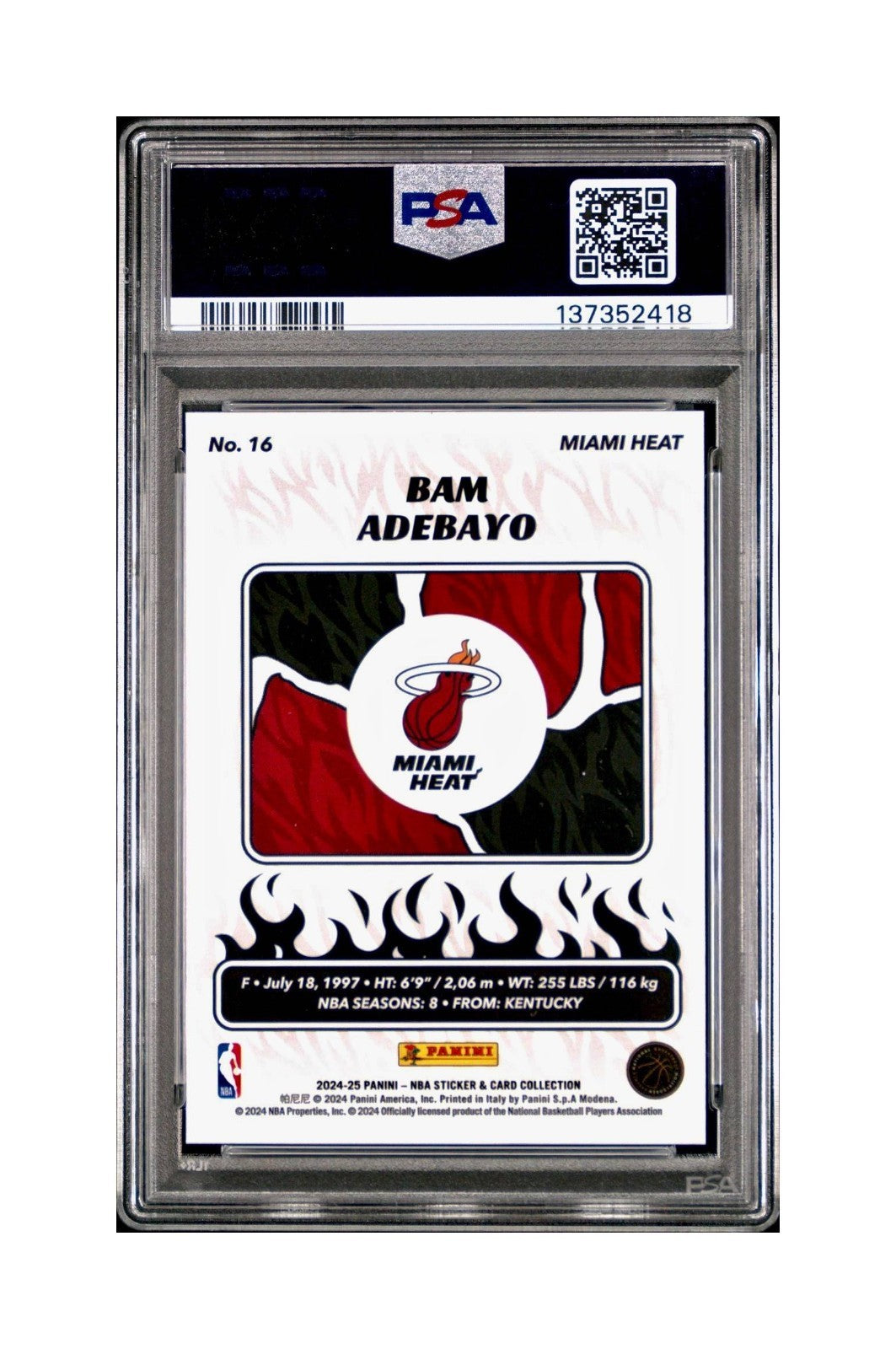 Bam Adebayo 2024-25 Panini NBA #16 Sticker 66/100 Red Foil PSA 8 NM-MT