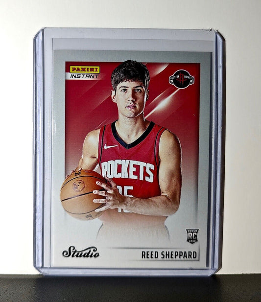 Reed Sheppard 2024-25 Panini Studio #21 Rookie Basketball Card Rockets 1/275