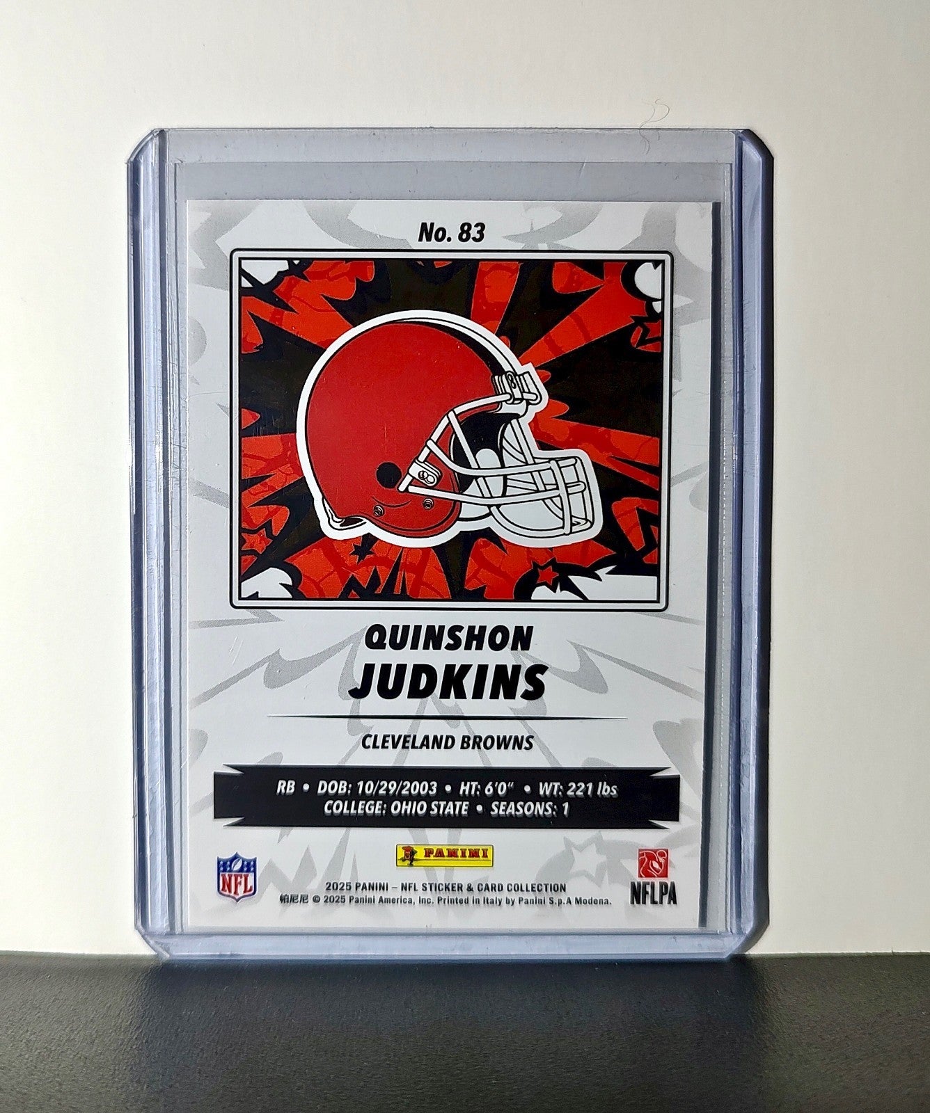 Quinshon Judkins Rookie 2025 Panini NFL #83 Sticker Card Cleveland Browns