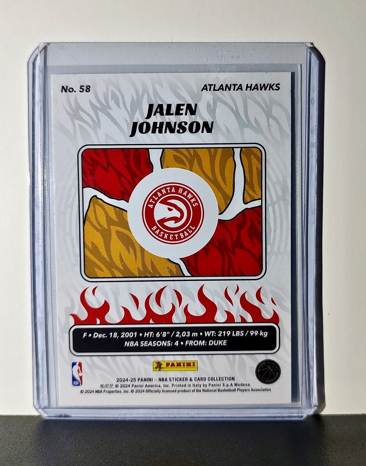 Jalen Johnson 2024-25 Panini NBA #58 Foil Sticker Card Atlanta Hawks