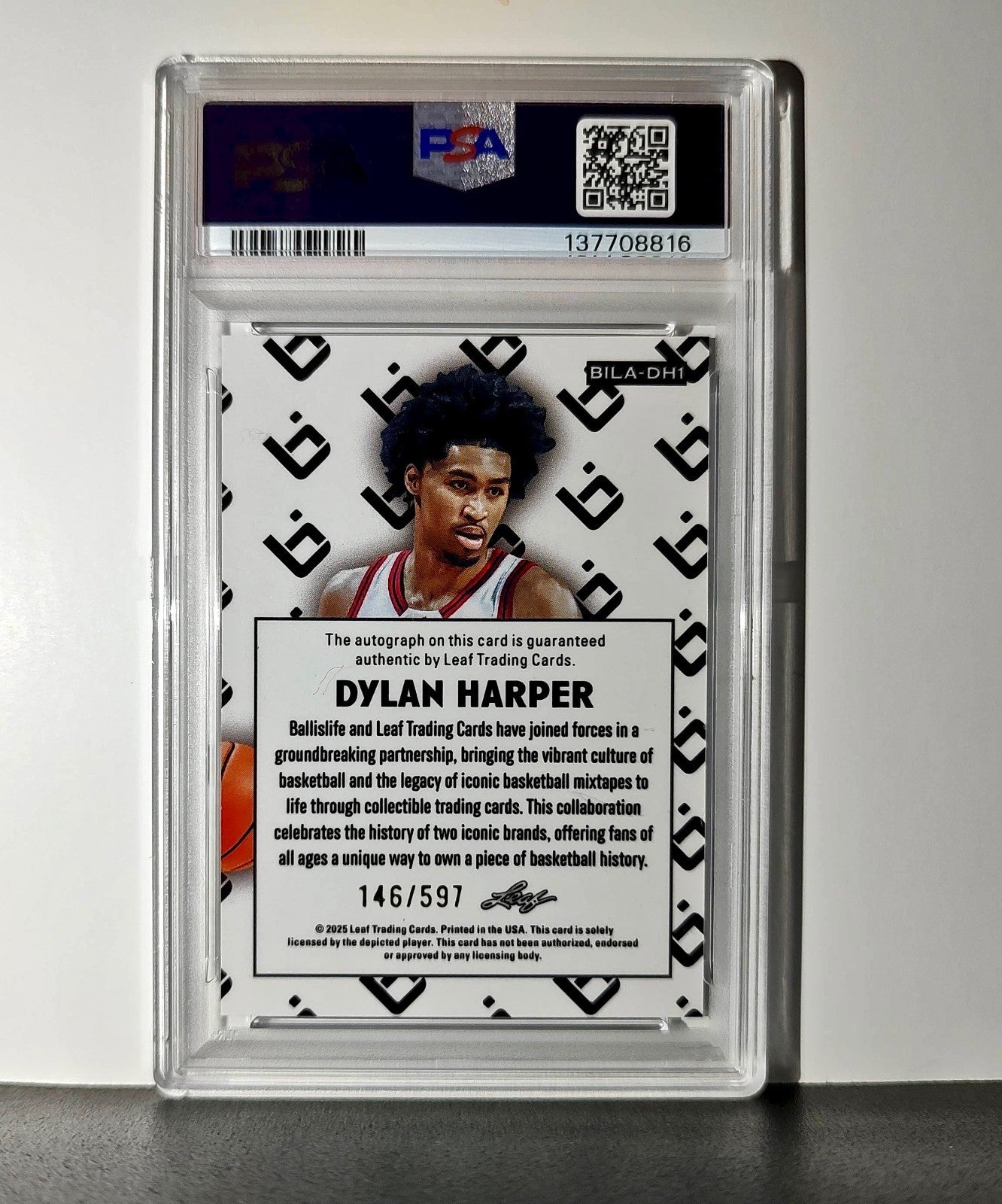 Dylan Harper 2025 Leaf Metal #BILA-DH1 Refractor PSA 9 Auto 10
