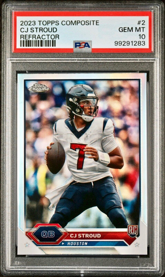 CJ Stroud 2023 Topps Chrome Refractor NFL #2 Football Card PSA 10 Gem Mint