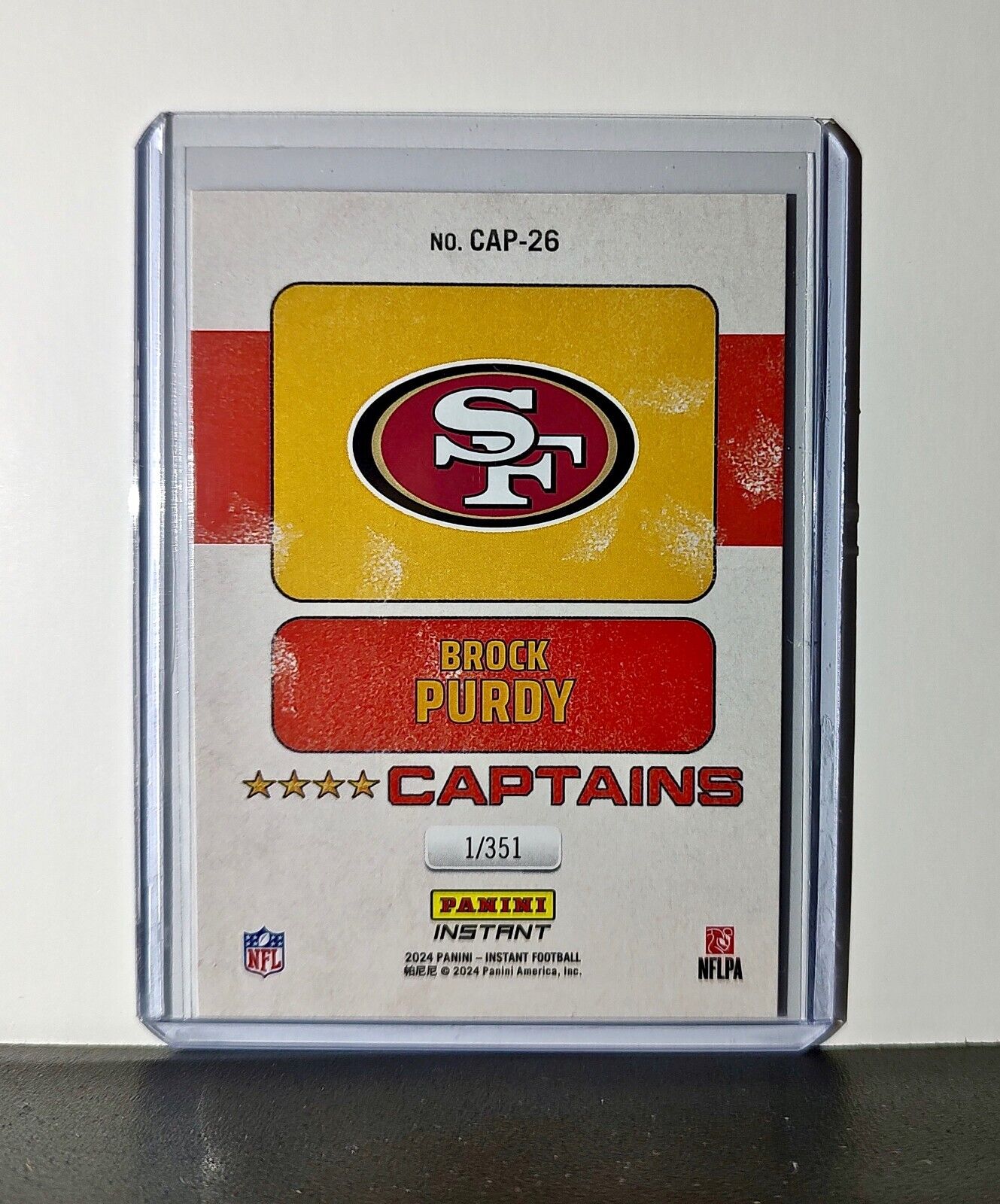 Brock Purdy 2024 Panini Captains NFL #26 Card San Francisco 49ers 1/351