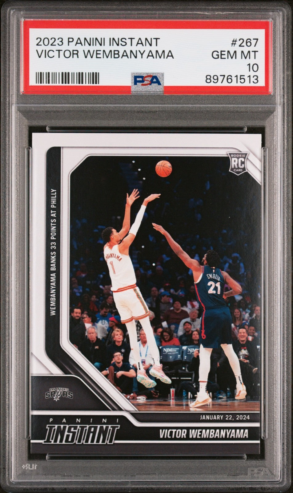 Victor Wembanyama 2023-24 Panini #267 NBA Rookie Card 1 of 2525 PSA 10 Gem Mint