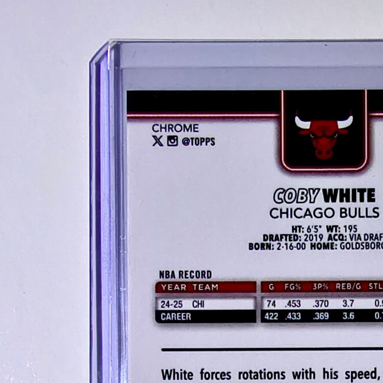 Coby White 2025-26 NBA Topps Chrome Update X-Fractor #93 Card Chicago Bulls