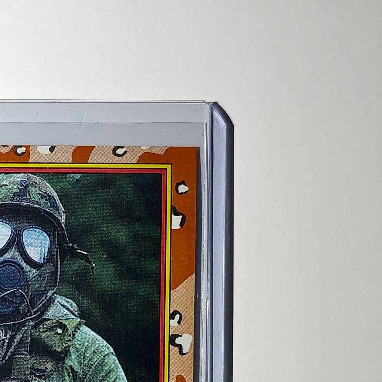 Wearing the Gas Mask 1991 Topps Desert Storm #76 Card