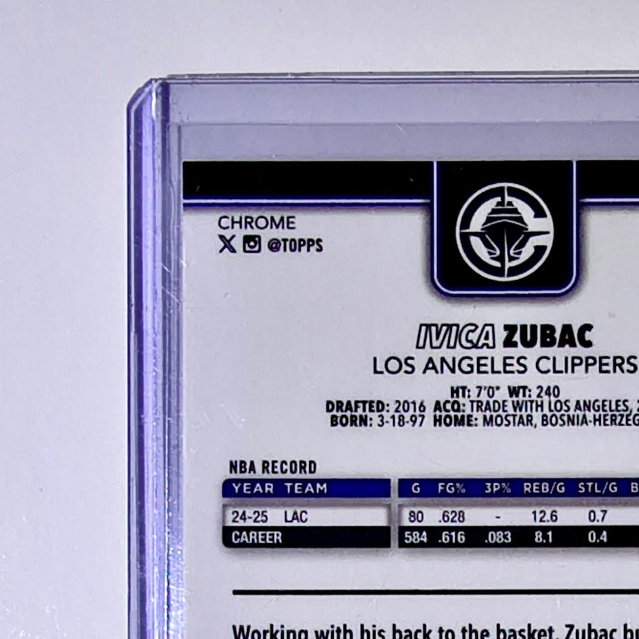Ivica Zubac 2025-26 NBA Topps Chrome Update RayWave Refractor #37 Card