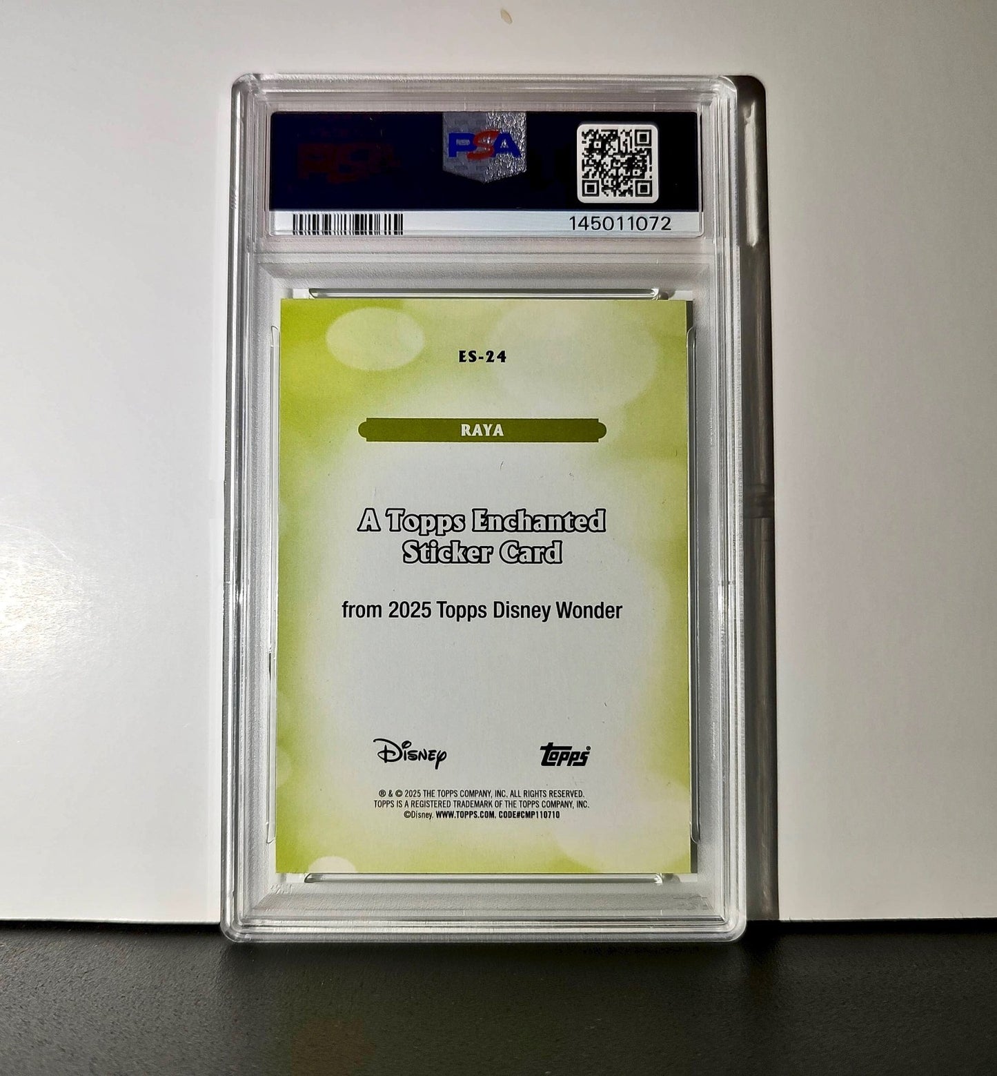 Raya 2025 Topps Disney #ES-24 Enchanted Sticker Card PSA 9