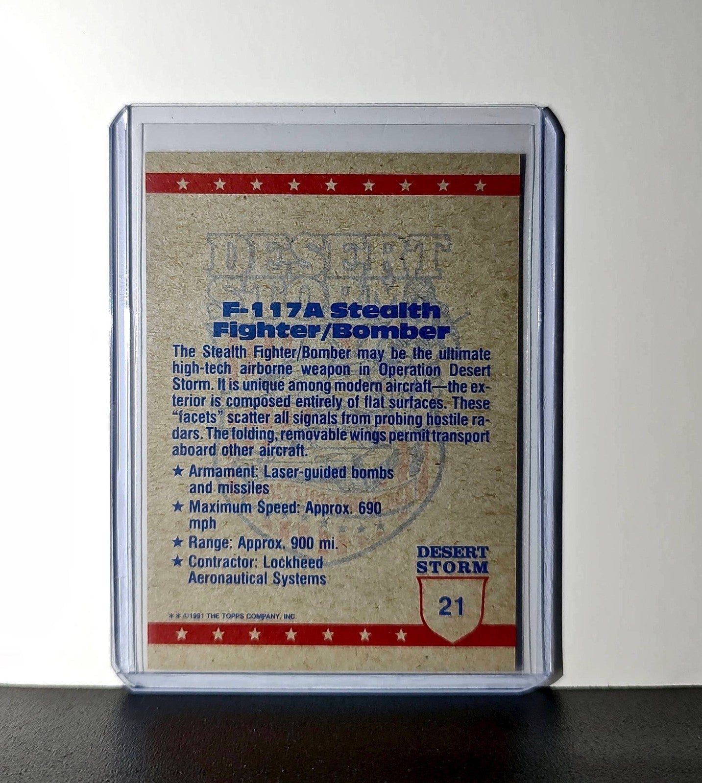 F-117A Stealth Fighter 1991 Topps Desert Storm #21 Card