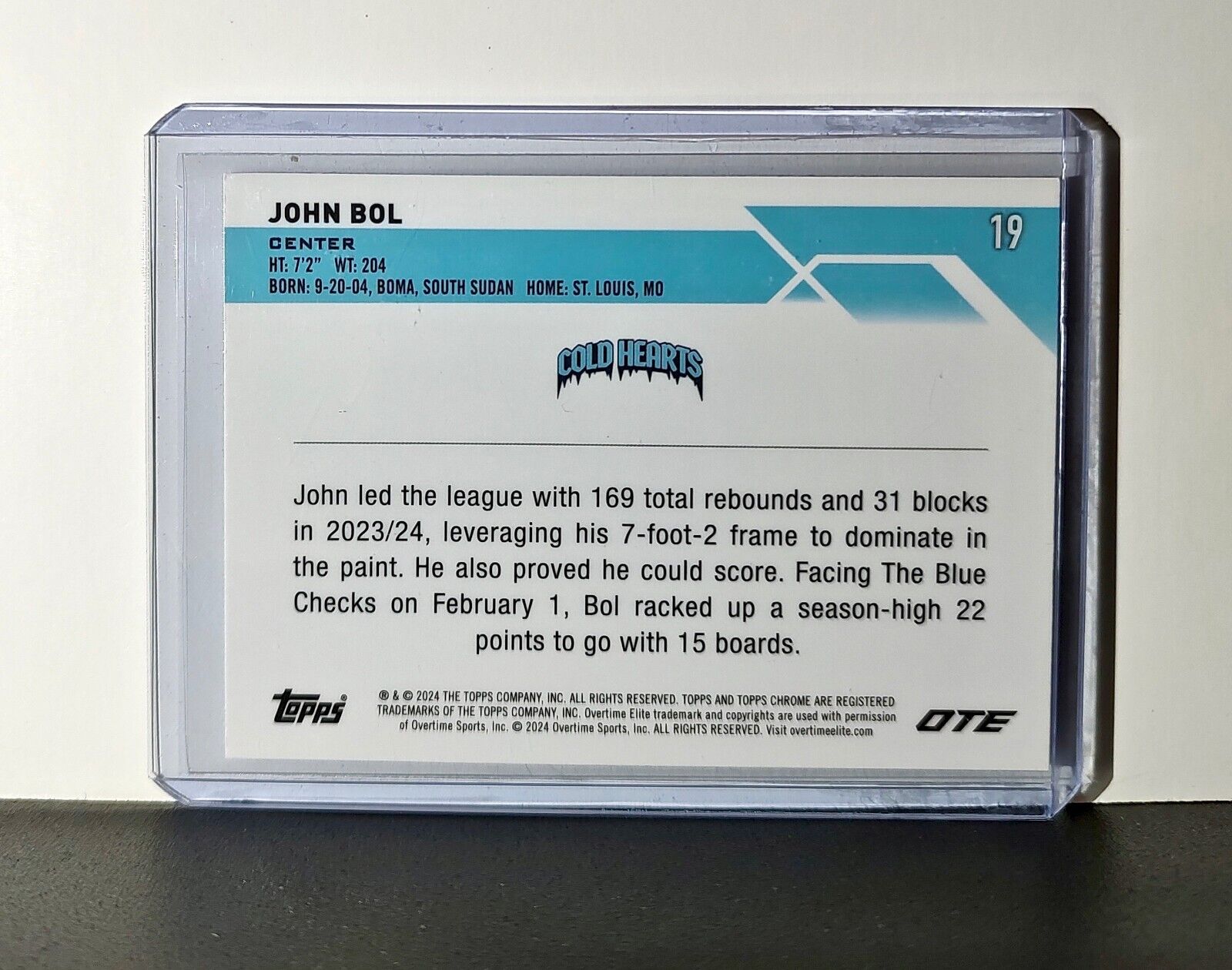 John Bol Rookie Card 2023-24 Topps Chrome Overtime #19 Cold Hearts