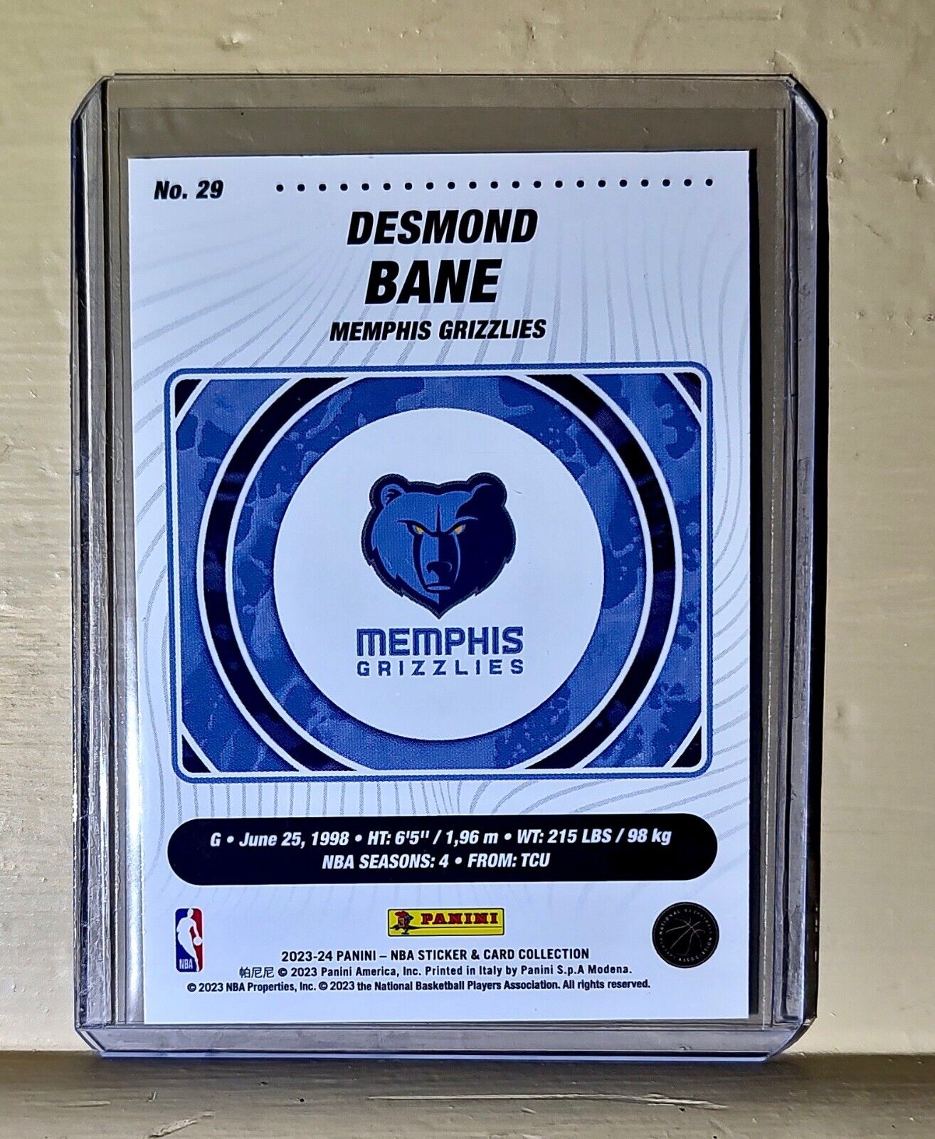 Desmond Bane 2023-24 Panini NBA Basketball #29 Card Memphis Grizzlies