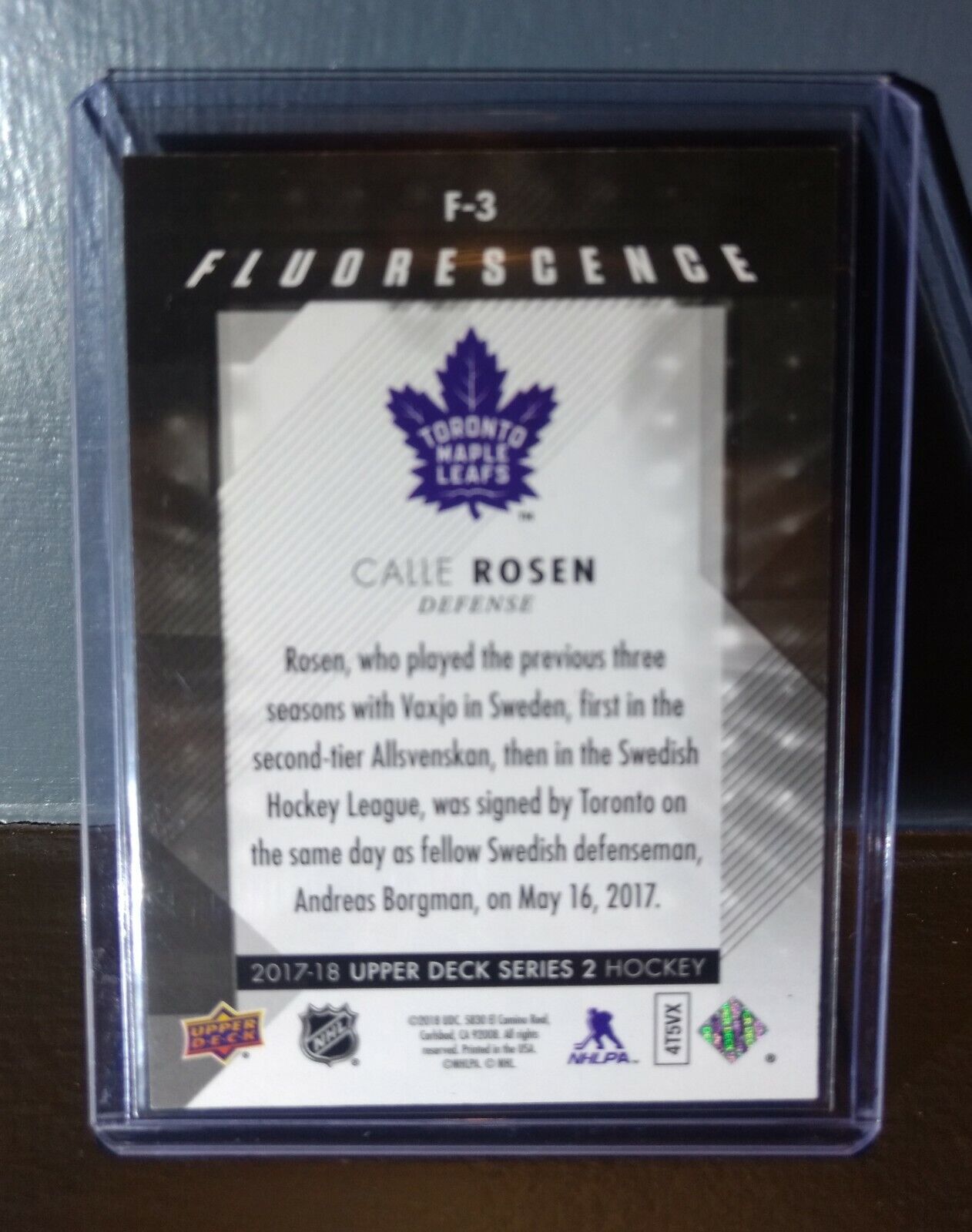 2017 Calle Rosen Upper Deck Fluorescence #F-3 Hockey Card #/150