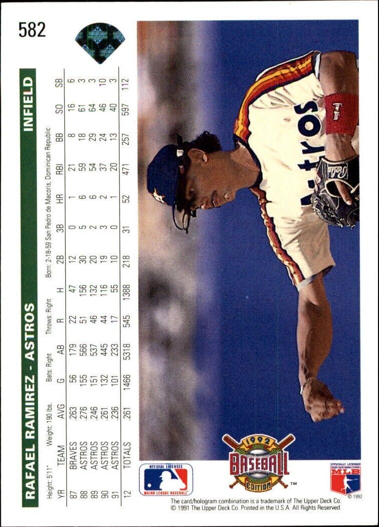 Rafael Ramirez 1992 Upper Deck MLB #582 Baseball Card Houston Astros