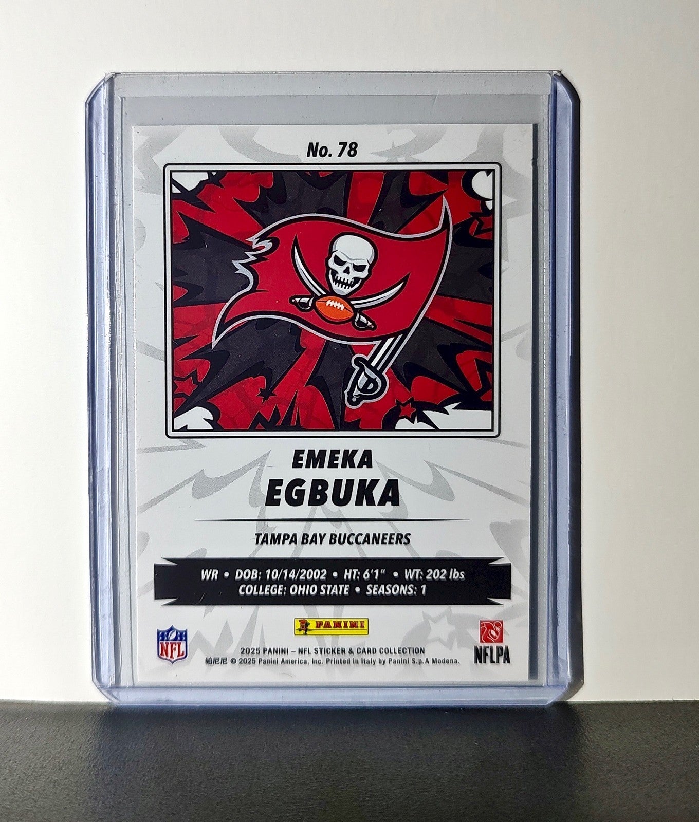 Emeka Egbuka Rookie 2025 Panini NFL #78 Sticker Card Tampa Bay Buccaneers