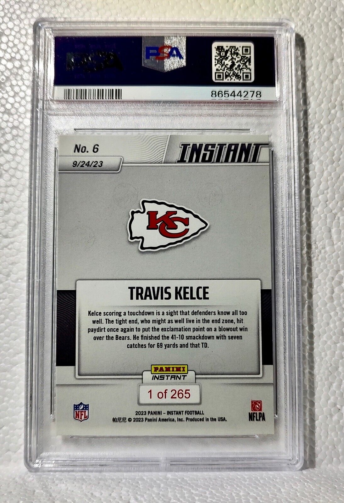 Travis Kelce 2023 Panini NFL #6 Card "Makes Swift Work of Bears" PSA 8 NM-MT