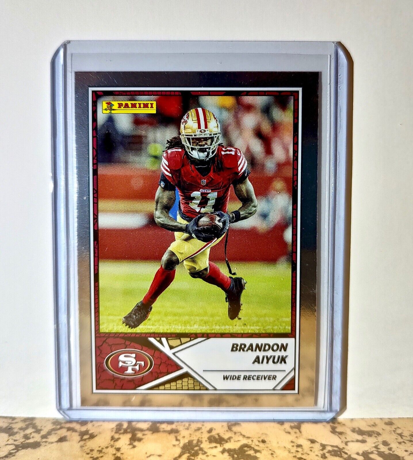 Brandon Aiyuk 2024 Panini NFL #34 Silver Foil Sticker Card San Francisco 49ers