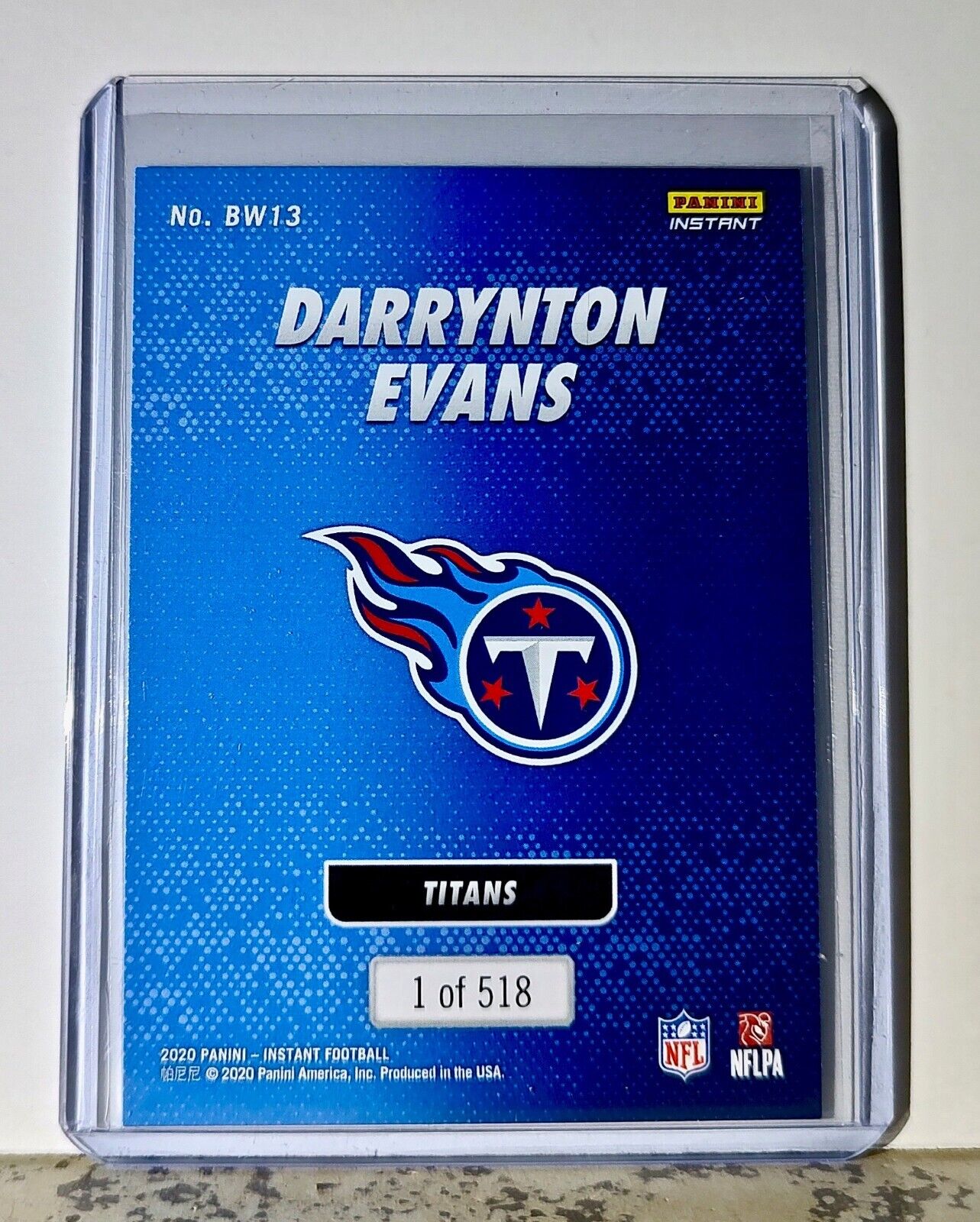 Darrynton Evans 2020 Panini NFL #13 Black and White Rookies Card Titans 1 of 518