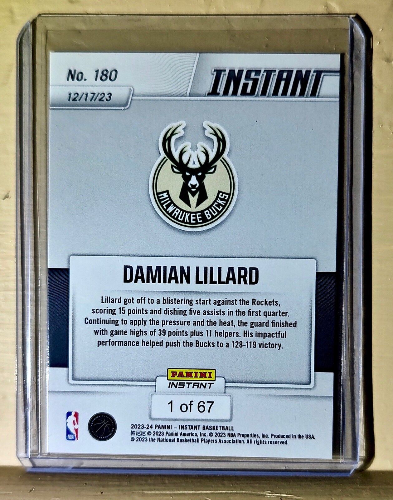 Damian Lillard 2023-24 Panini #180 Basketball NBA Card 1 of 67 Bucks