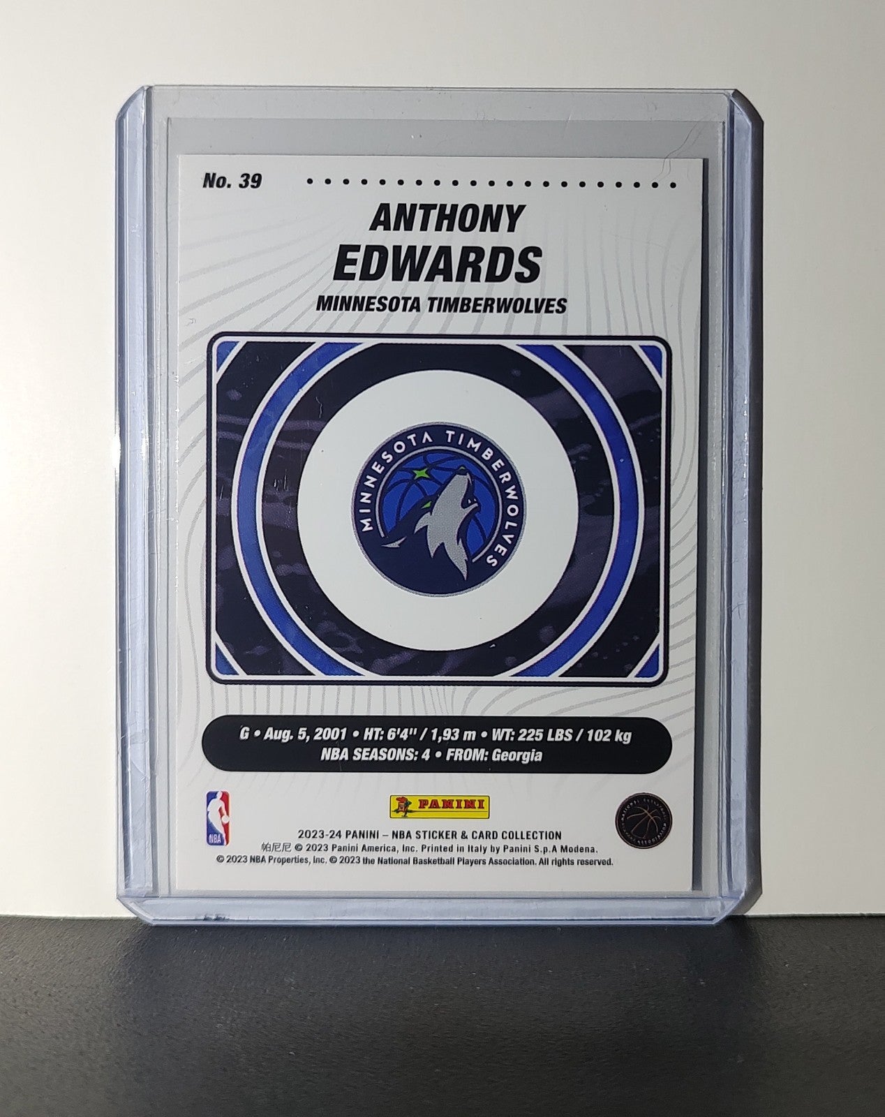 Anthony Edwards 2023-24 Panini NBA Sticker Card #39 Minnesota Timberwolves