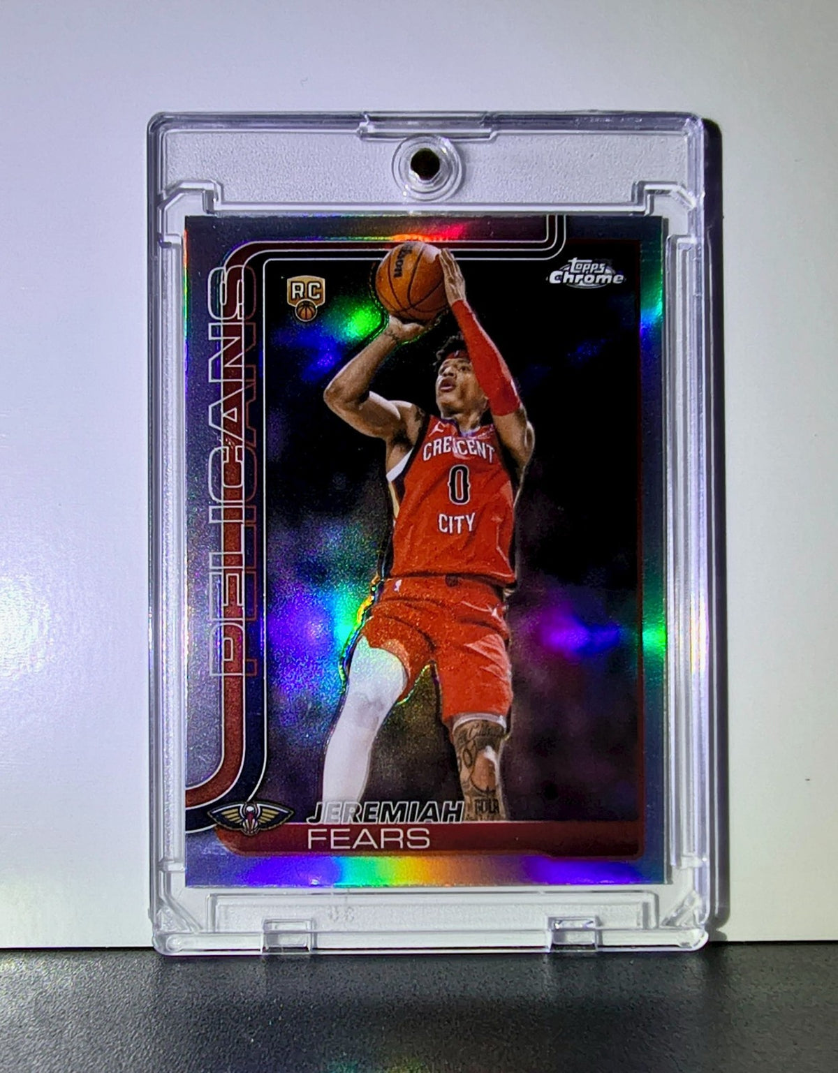 Jeremiah Fears Rookie 2025 NBA Topps Chrome Update #157 Refractor Card Pelicans