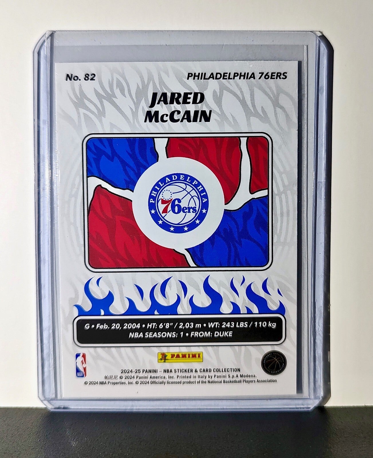 Jared McCain Rookie 2024-25 Panini NBA #82 Foil Sticker Card Philadelphia 76ers