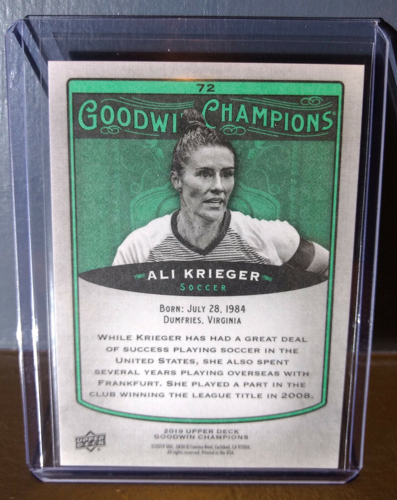 2019 Upper Deck Goodwin Champions Ali Krieger #72 Soccer Trading Card