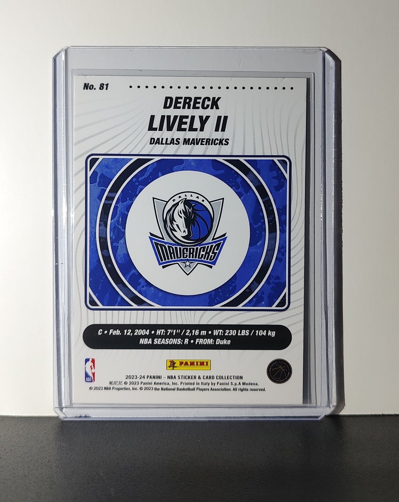 Dereck Lively II Rookie 2023-24 Panini NBA Sticker Foil Card 81 Dallas Mavericks