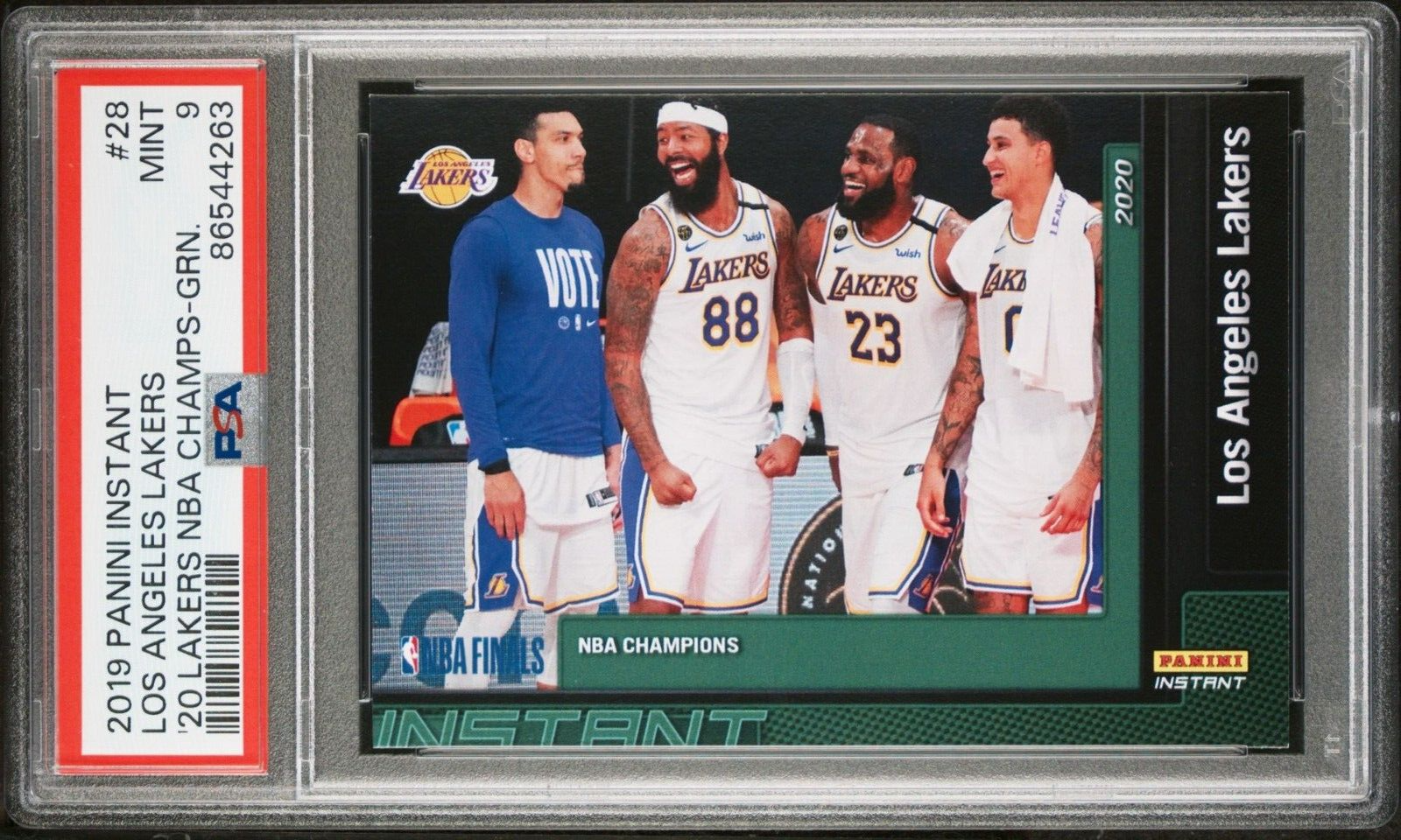 Los Angeles Lakers 2020 Panini LA Lakers NBA Champions #28 Card 10/10 PSA 9