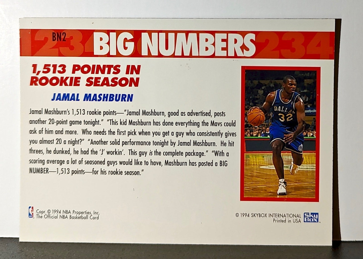 1994-95 Skybox NBA Hoops Big Numbers Cards Set of 12 with Acrylic Display