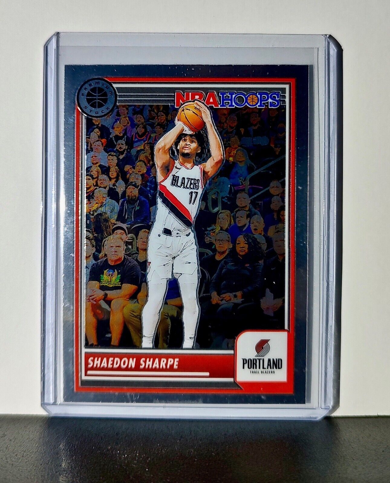 Shaedon Sharpe 2023-24 Panini Premium Stock NBA Hoops #214 Card Trail Blazers