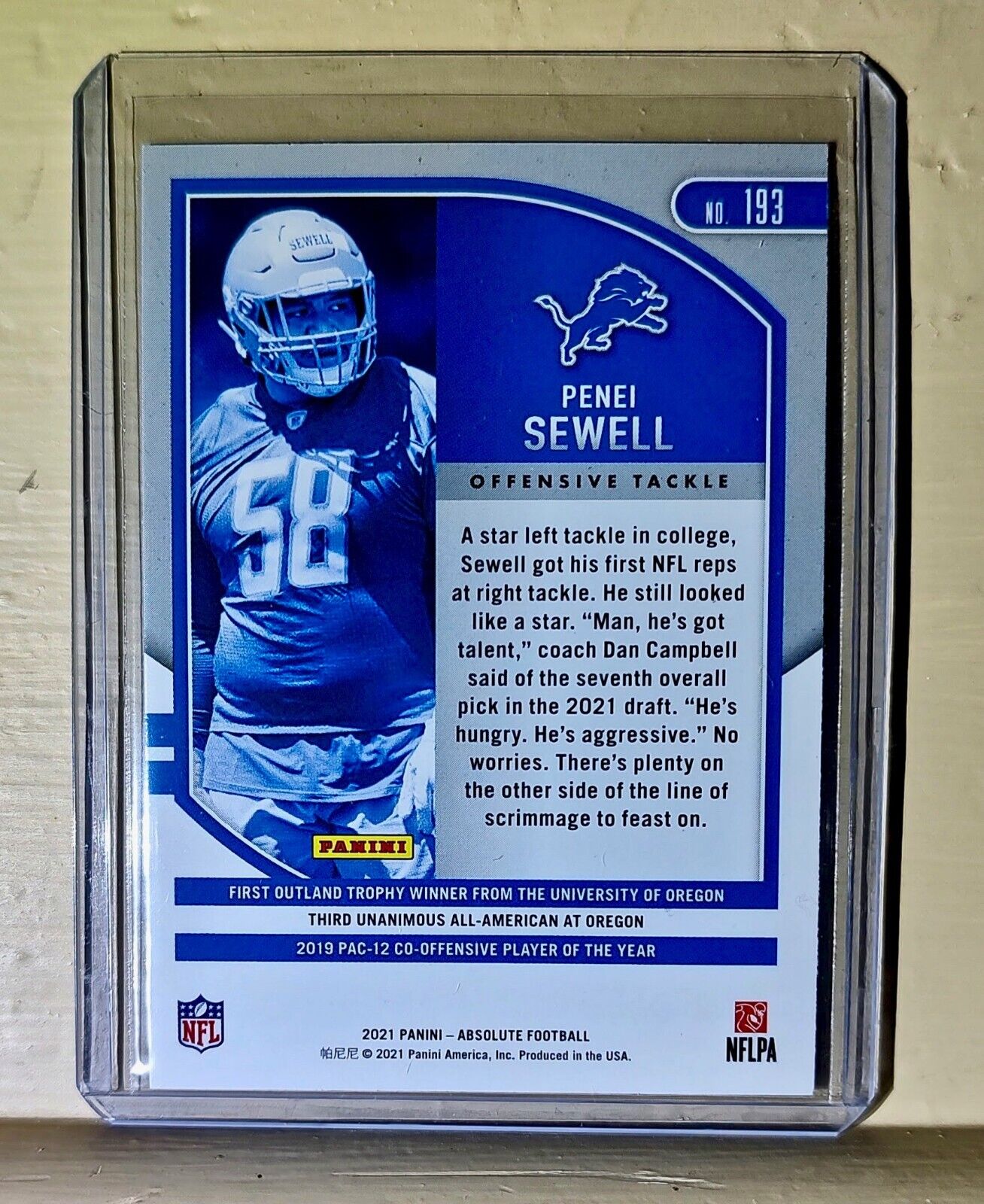 Penei Sewell 2021 Panini NFL Absolute Rookie Football #193 Card