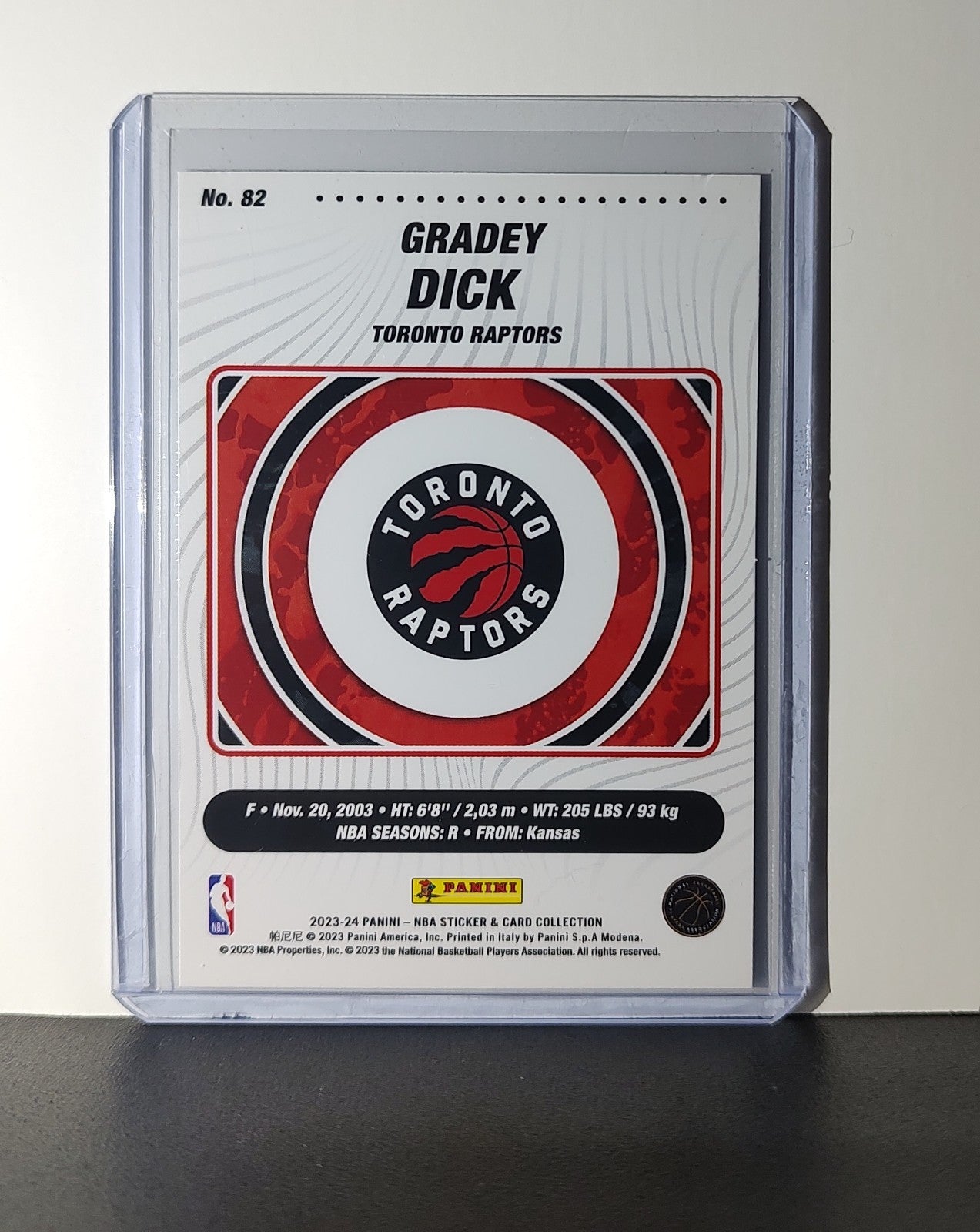 Gradey Dick Rookie 2023-24 Panini NBA Sticker Foil Card #82 Toronto Raptors