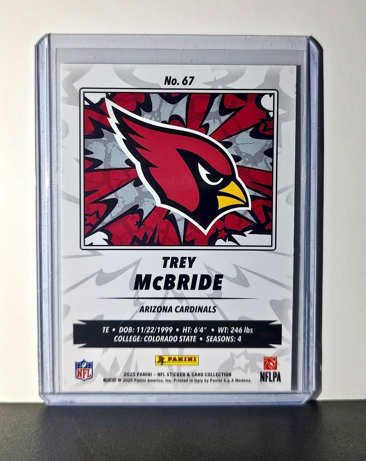Trey McBride 2025 Panini NFL #67 Foil Sticker Card Arizona Cardinals