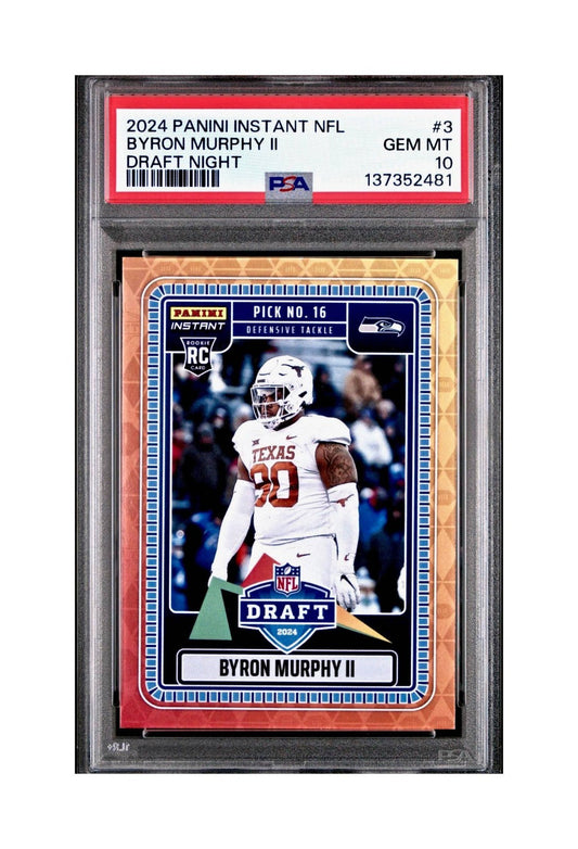 Byron Murphy II 2023 Panini Draft Night #NFLDN-3 Rookie Seattle Seahawks PSA 10