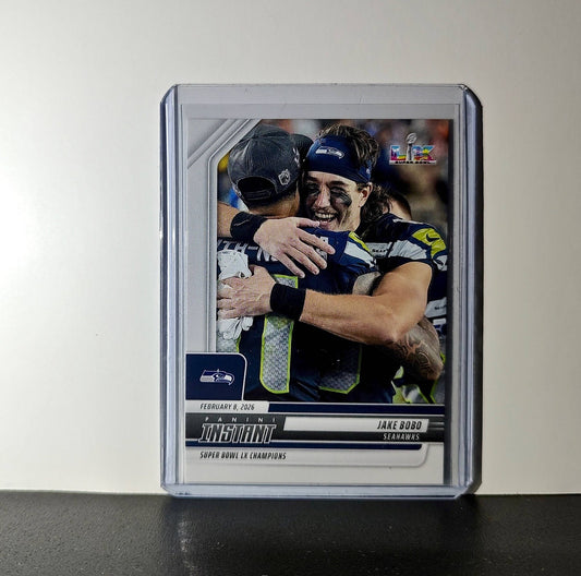 Jake Bobo 2026 Panini NFL Super Bowl LIX Champions #30 Card Seattle Seahawks