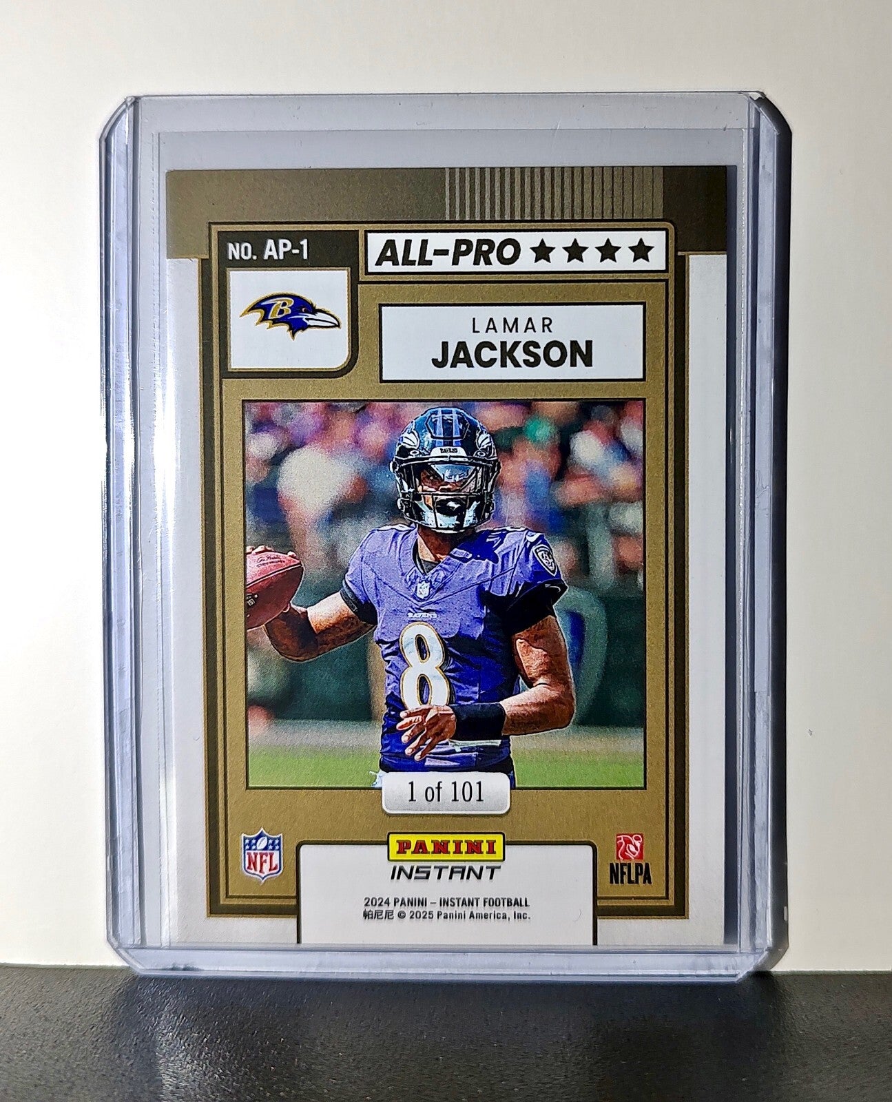 Lamar Jackson 2024 All-Pro Panini NFL #1 Football Card Baltimore Ravens 1 of 101