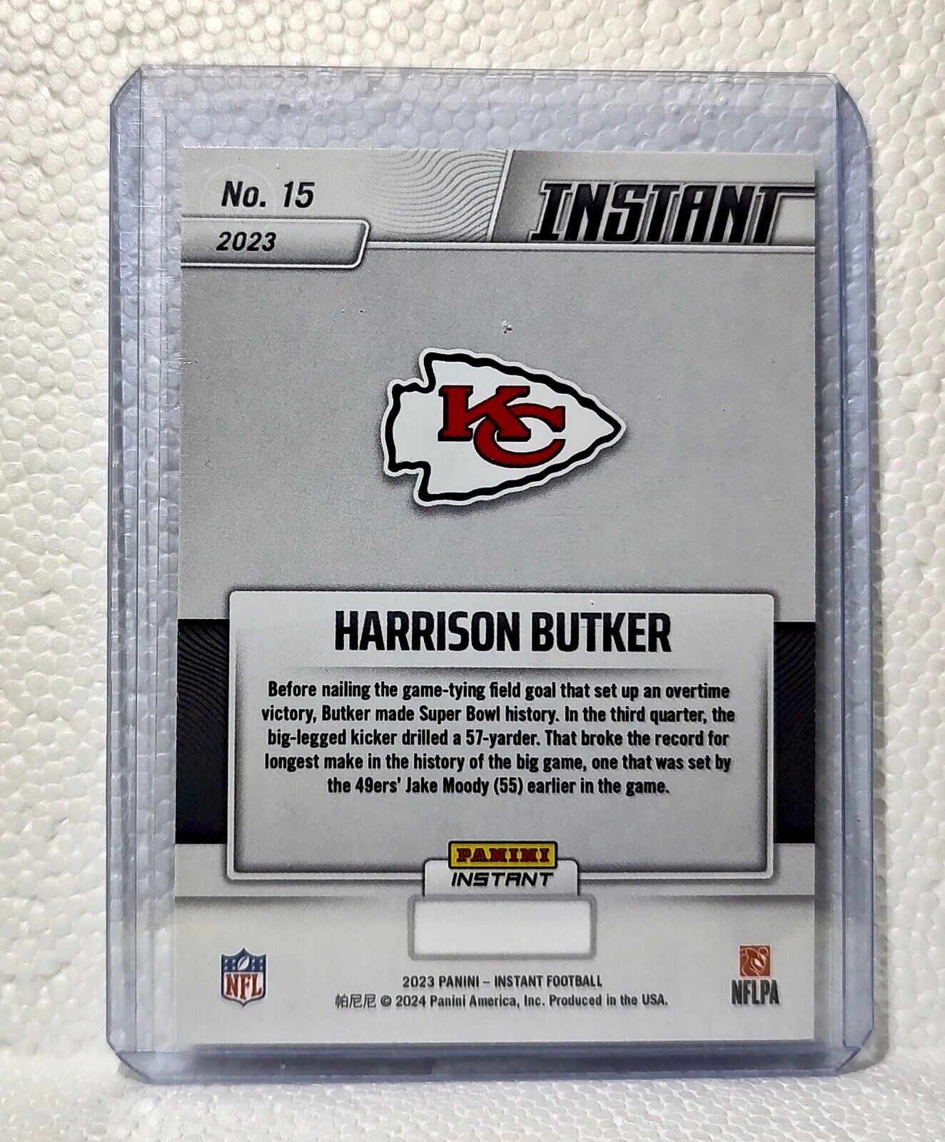 Harrison Butker 2023 Panini NFL Superbowl Champions #15 Card Kansas City Chiefs