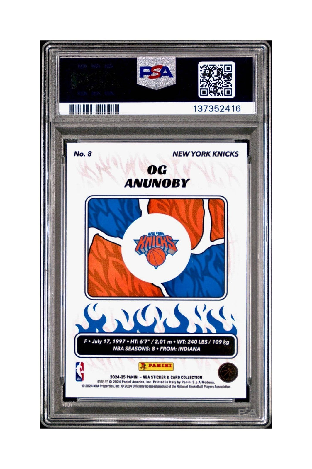 OG Anunoby 2024-25 Panini NBA #8 Sticker 47/50 Orange Foil PSA 7 NM