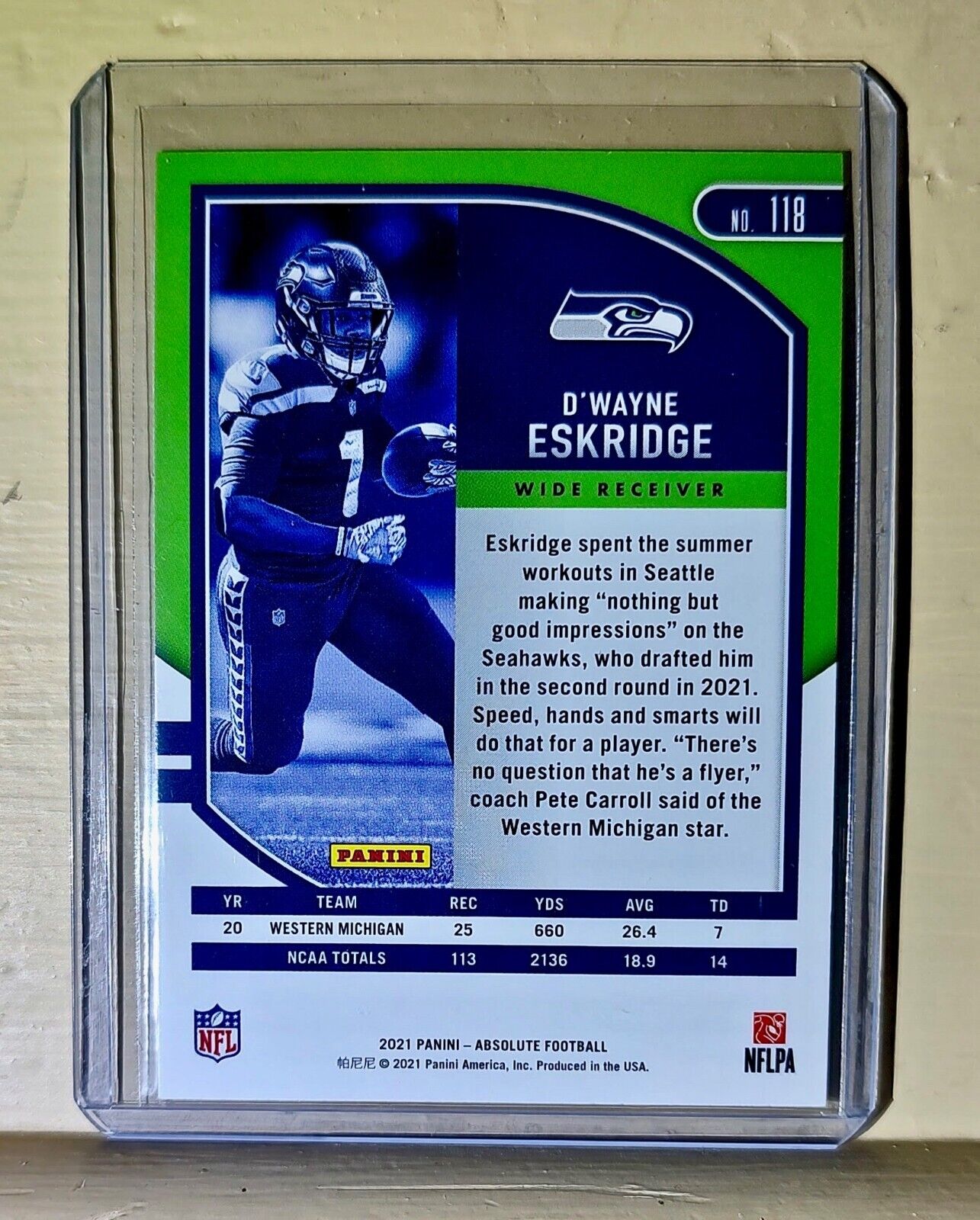 D'Wayne Eskridge 2021 Panini NFL Absolute Rookie Football #118 Card