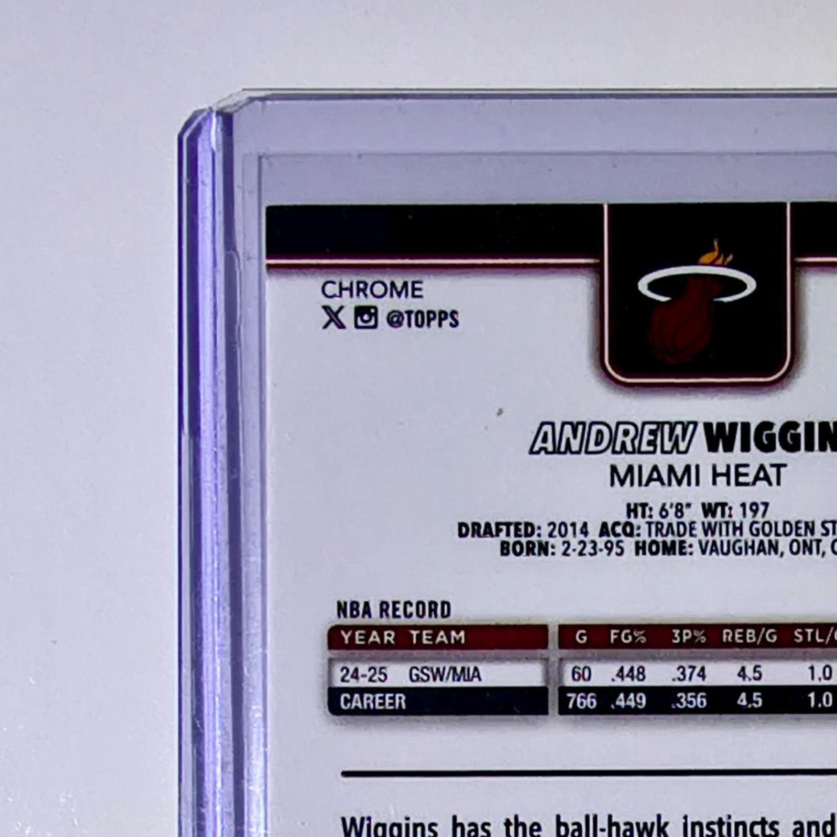Andrew Wiggins 2025-26 NBA Topps Chrome Update X-Fractor #128 Card Miami Heat