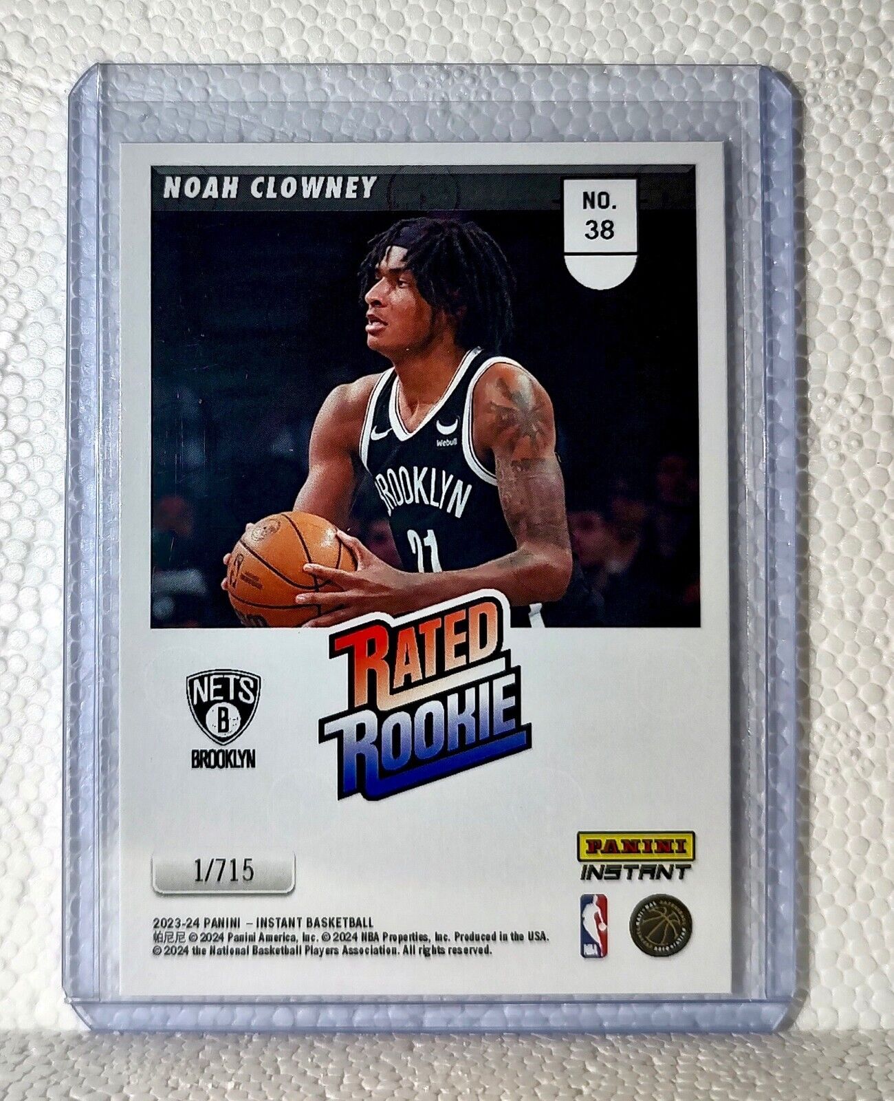 Noah Clowney 2023-24 Panini NBA #38 Rated Rookie Retro Card Brooklyn Nets 1/715