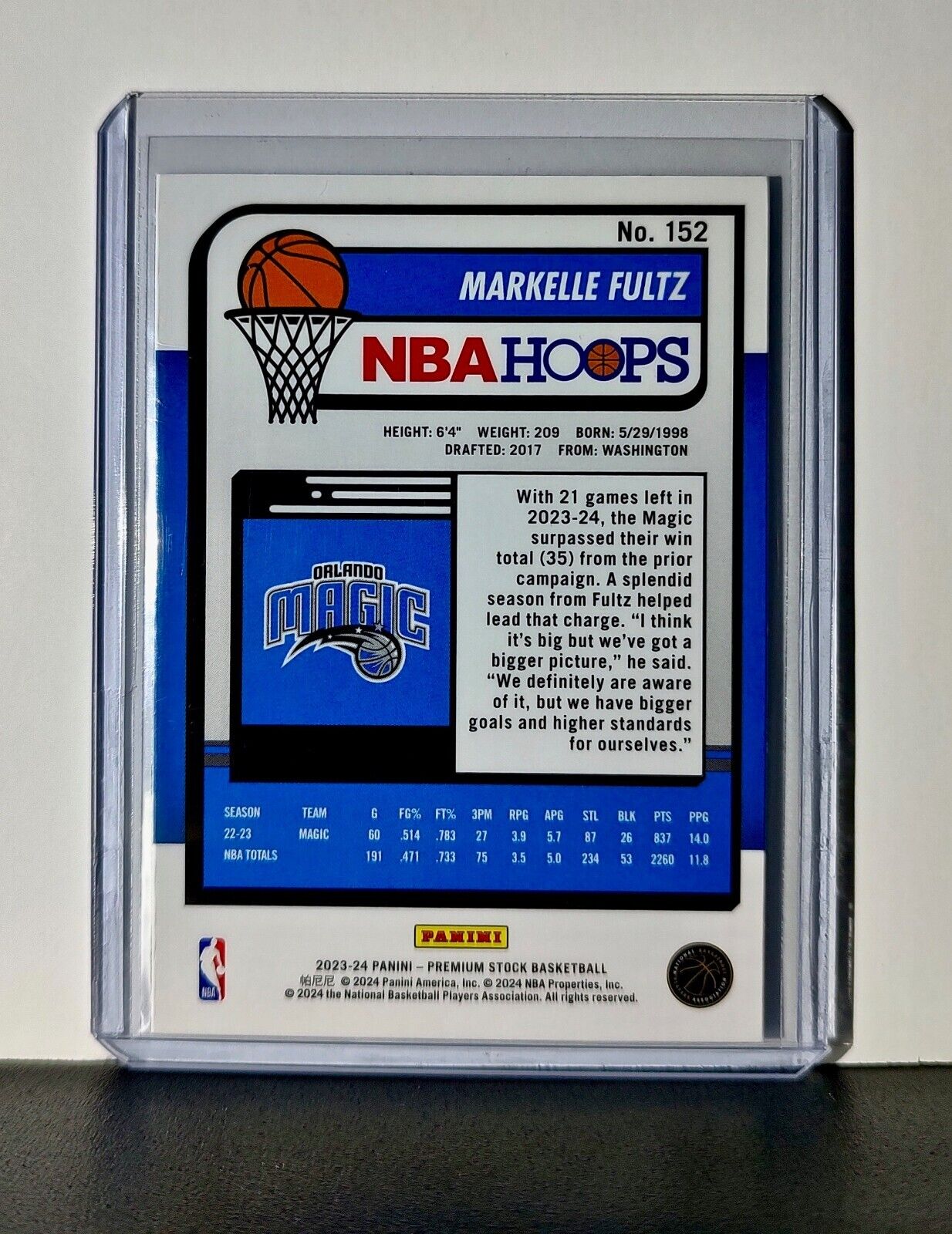 Markelle Fultz 2023-24 Panini Premium Stock NBA Hoops #152 Card Orlando Magic