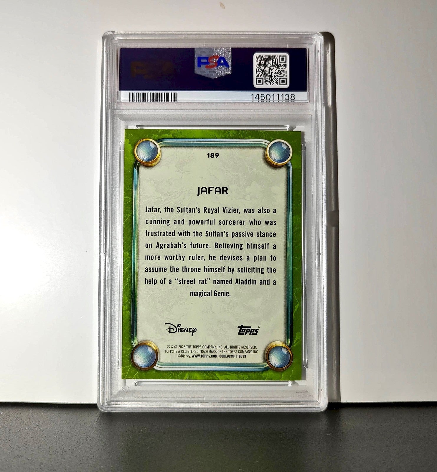 Jafar 2025 Topps Disney Wonder #189 Card Aladdin (2019) PSA 10