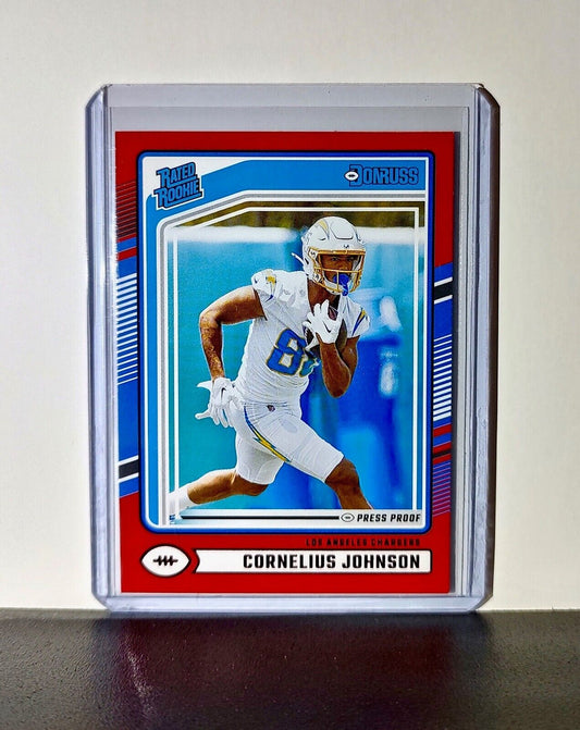 Cornelius Johnson 2024 Panini Donruss NFL #377 Rated Rookie Press Proof Chargers