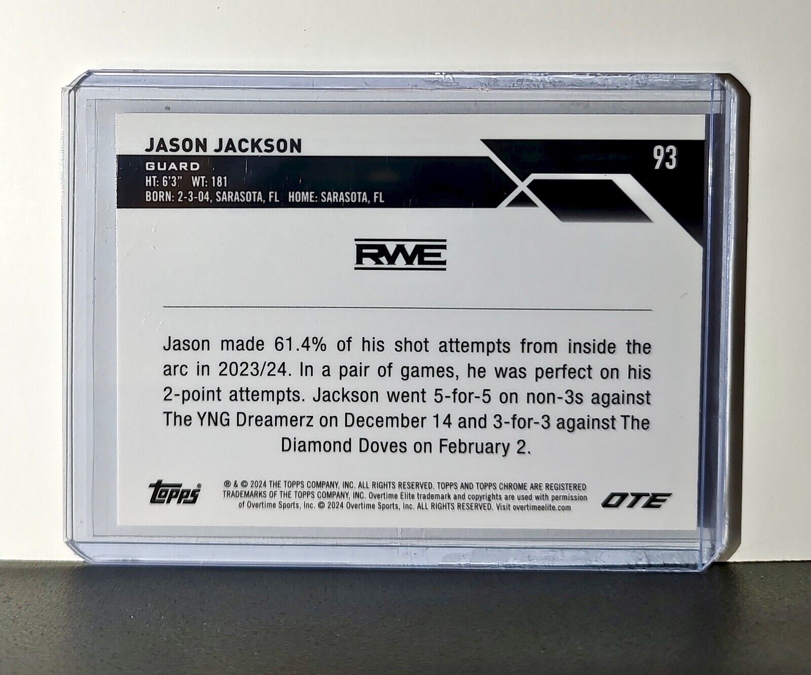 Jason Jackson Rookie Card 2023-24 Topps Chrome Overtime #93 RWE